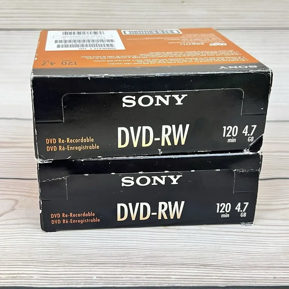 Sony DVD-RW Blank Discs 4.7GB 120 Min Re-Recordable 10 Sealed Discs (Lot of 2)